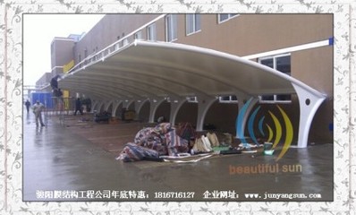 【自贡拉膜安装、自贡膜结构汽车棚|自行车棚设计